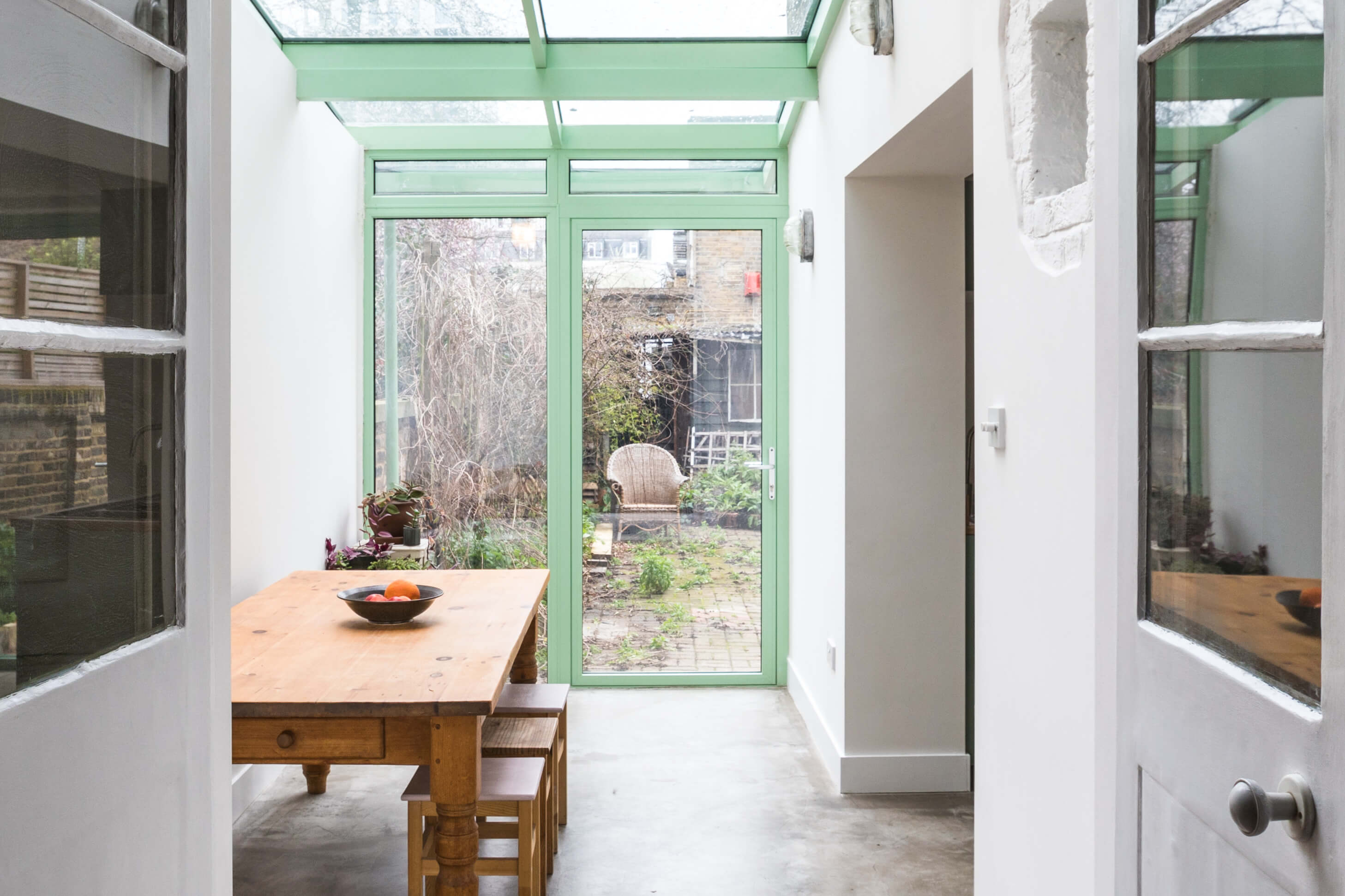 Bright conservatory dining space